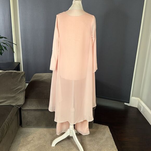 Women’s Pink Chiffon 3 Piece Formal Pant Suit Set Mother of the Bride Size 4 NWT - Picture 5 of 15